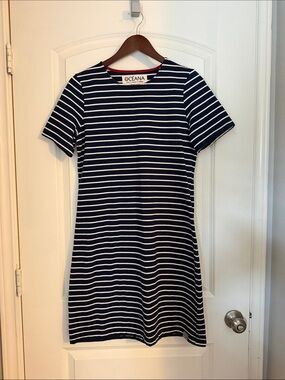 Navy and White Striped Short Sleeve Dress